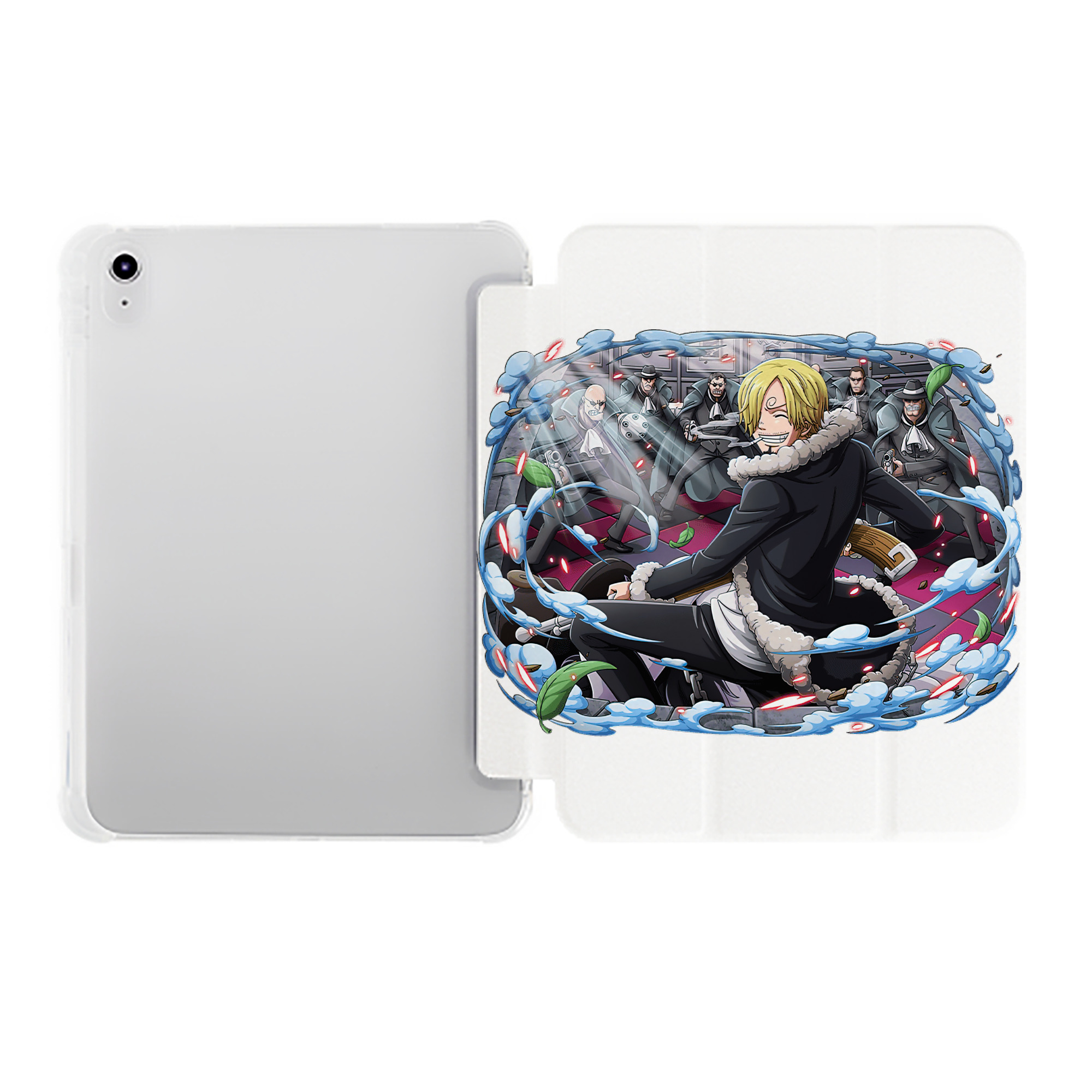 （画像用） ワンピース サンジ ONE PIECE Sanji IPad ケース ペン収納付き 三つ折りスタンド PUレザー×シリコン 対応機種9.5/10.5/10.9インチ